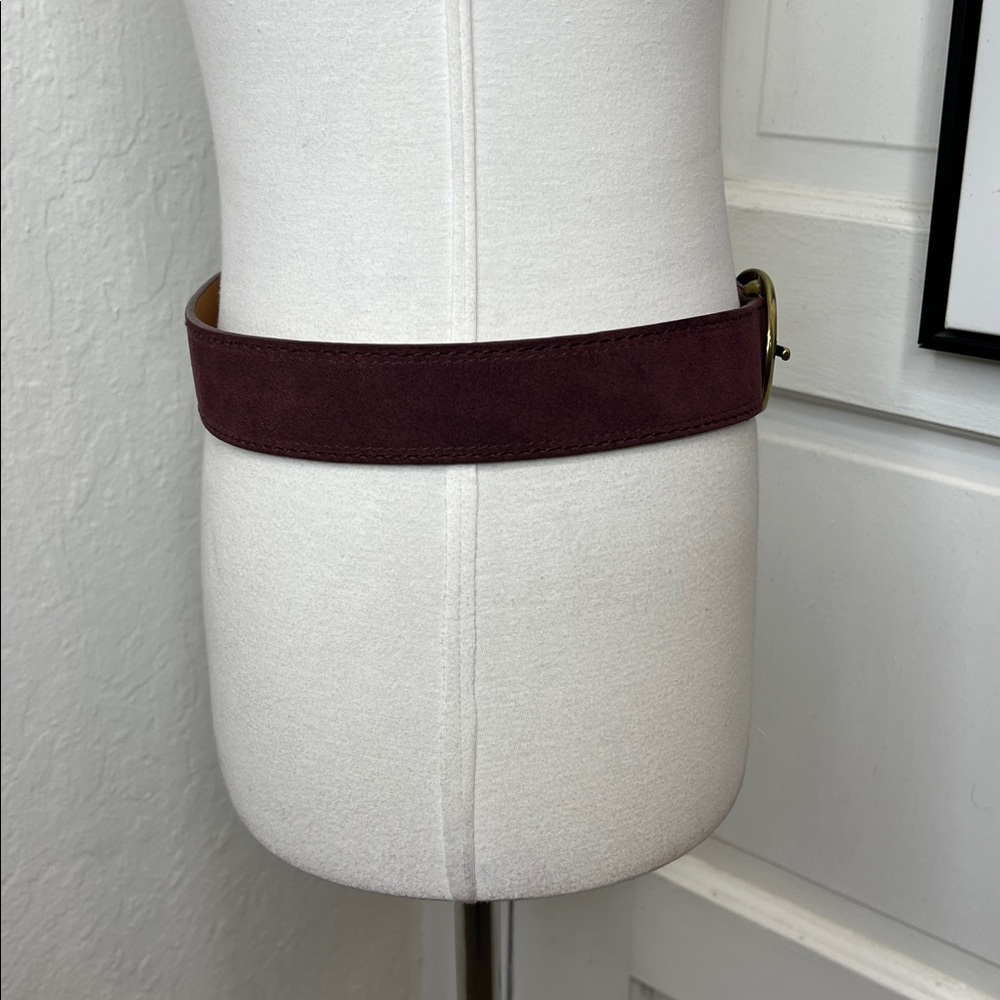 Lauren Ralph Lauren Eggplant Colored Suede Belt w/Brass Buckle Size S - Picture 2 of 10